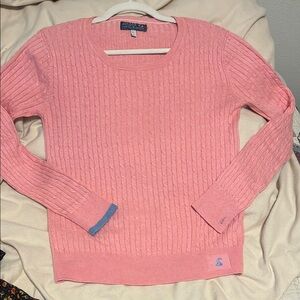 Joules Pink Crew Neck Sweater Textured Knit